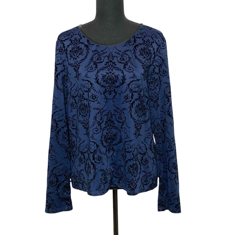 Birch Hill Purple Black Paisley Stretchy Blouse L